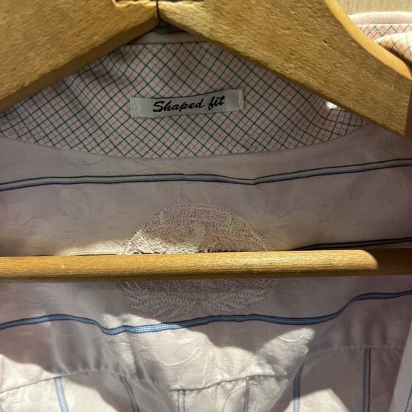 Bugatchi Men's Long Sleeve Pink Stripe Button Up Shirt Shaped Fit large? - Picture 5 of 7